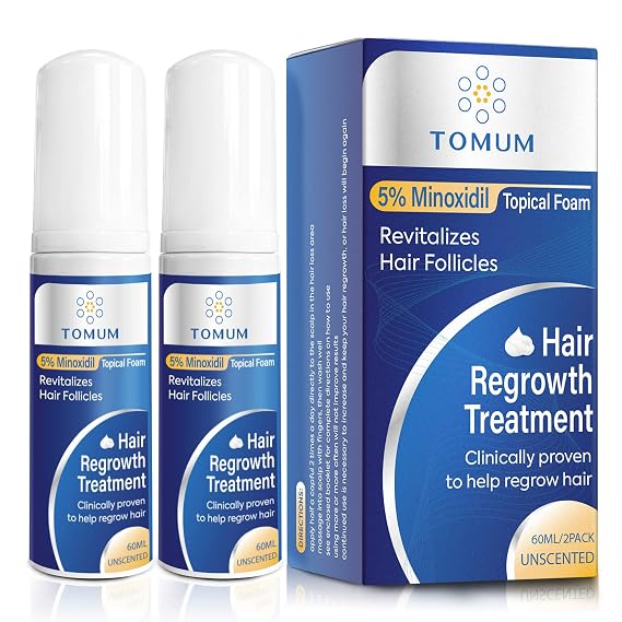 5% Minoxidil Foam for Men and Women: Hair Regrowth, Fast-Absorbing Lightweight Minoxidil Treatment for Thinning Hair, Receding Hairline & Balding, Non-Greasy Unscented Hair Growth Foam