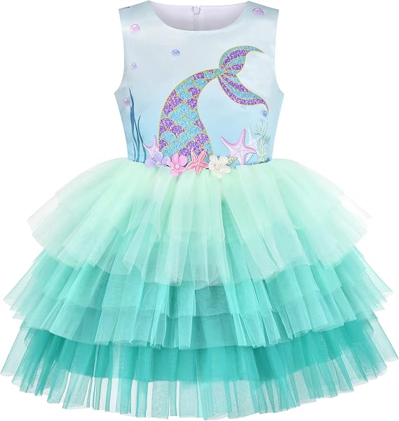 Sunny Fashion Girls Dress Birthday Princess Ruffle Dress Cake Balloon Print