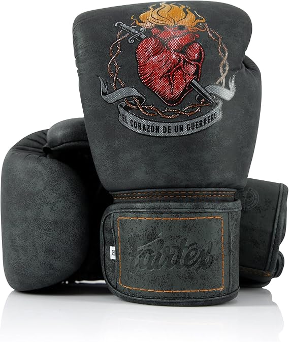 Fairtex Heart of a Warrior Boxing Gloves | Fairtex Muay Thai Gloves Made with Syntek Leather | Velcro Wrist Strap | Multi-Layer Foam | Tom Atencio Collaboration | MMA, Kickboxing