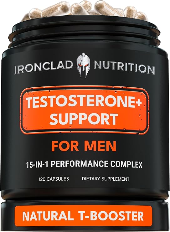 Advanced Testosterone Supplement for Men - 15-in-1 Complex - 1 Month Supply | Support for Test, Vitality, Energy & Strength with Vitamin D3, Zinc, Tongkat Ali, Ashwagandha, Shilajit, Fenugreek, Boron