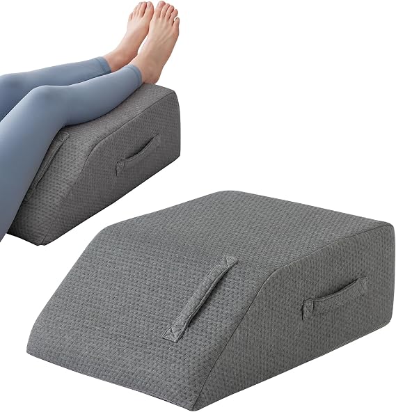 MEGCXIT Leg Pillow Elevation Blood Circulation, Leg Wedge for Elevation for Swelling, Leg Elevating Pillow for After Surgery, Memory Foam Foot Knee Pillow for Back Sleeping 23.616.88 Inch Dark Grey