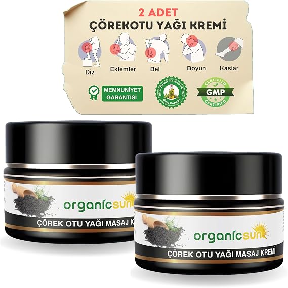 Organicsun Çörek Otu Yağlı Ağrı Masaj Kremi Kas Eklem 100 ml x 2 Adet