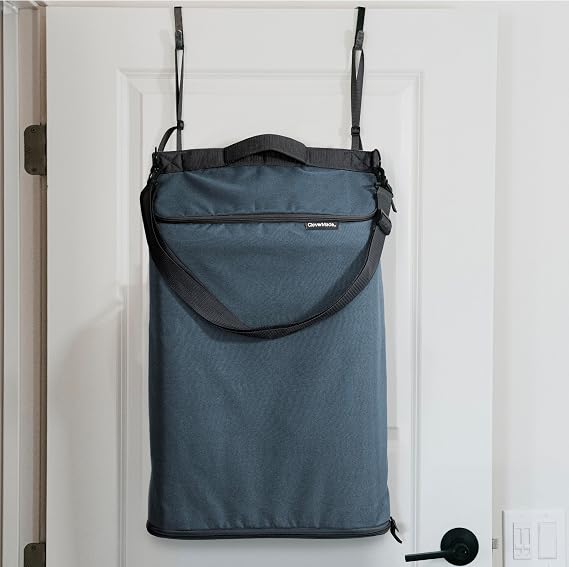 CleverMade Hanging Laundry Hamper Bag with Over the Door Hooks, Ocean