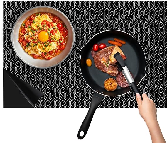 Induction Hob Protector Mat 78x52cm, Silicone Induction Hob Cover Large Cooktop Scratch Protector Heat Resistant BPA-Free Silicone Mat for Inductions Cooktop & Hobs Protection [Energy Class A]