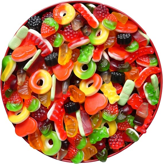 Hibisco Halal Sweets Gift Box, 1.25kg Luxury Pick & Mix Tin, Premium Candy Hamper for Sharing, Eid & All Occasions (Mixed Gummies (Sweet))
