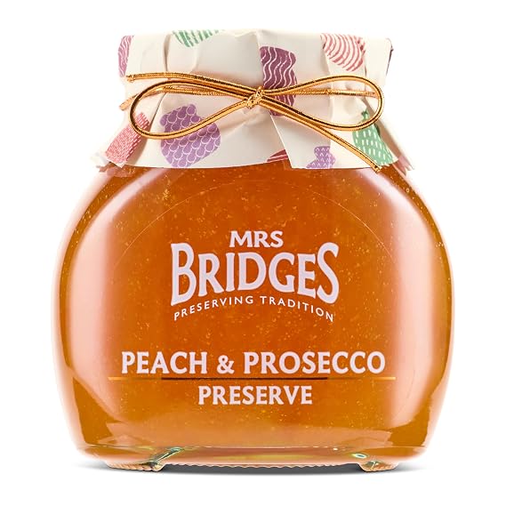 Mrs Bridges Peach & Prosecco Preserve, Made in Scotland, 12oz Jar (Pack of 1)