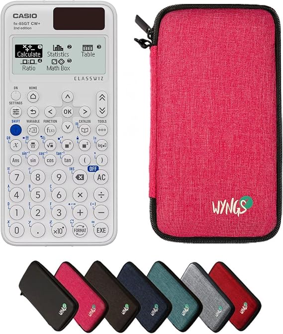 Casio fx-85GTCW+ White including a WYNGS protective case in Pink - Basic Set