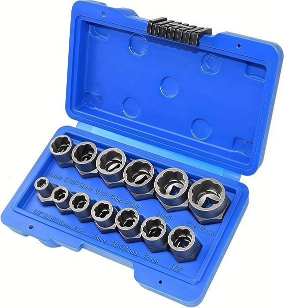 13PC/set Sockets Damaged Bolts Impact Bolt & Nut Remover Set Cr-Mo Steel Bolt Extractor Tool Extractor Threading Electric Drill
