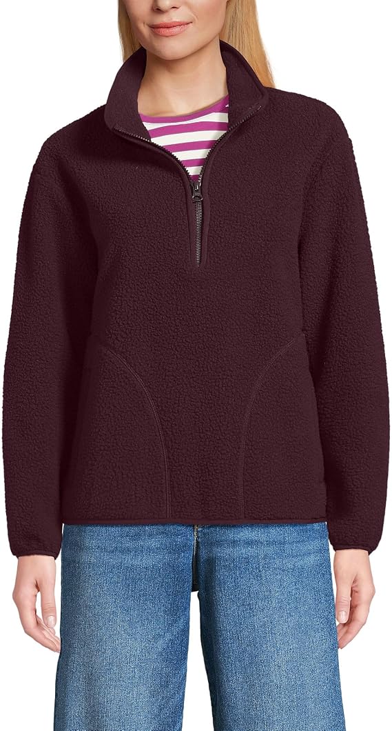 Lands' End Women's Half Zip Cozy Sherpa Fleece Pullover