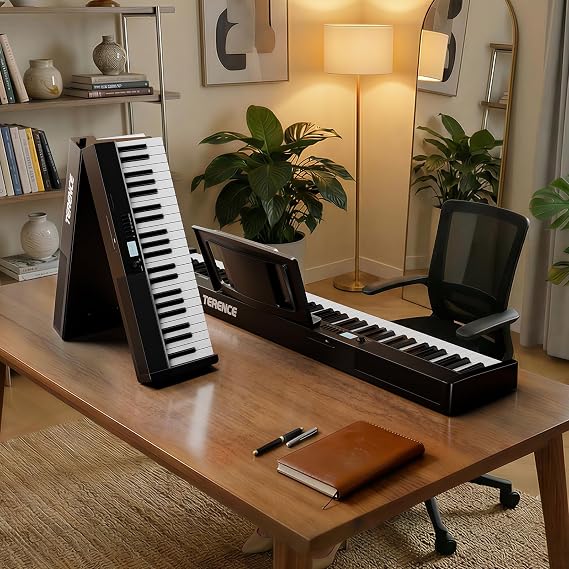 TERENCE V30 Foldable 88 Key Weighted Keyboard Piano for Beginners,Black