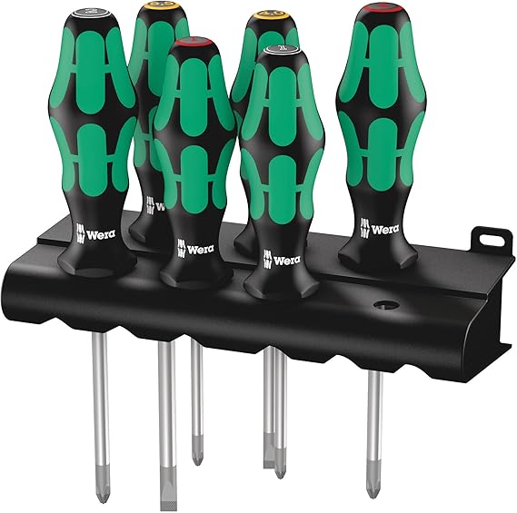Wera 05105622001 335/350/355/6 Screwdriver set Kraftform Plus Lasertip and rack, 6 pieces