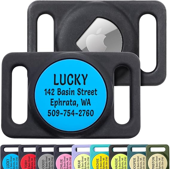 GoTags Designed for Airtag Engraved Dog Collar Holder, Personalized Case