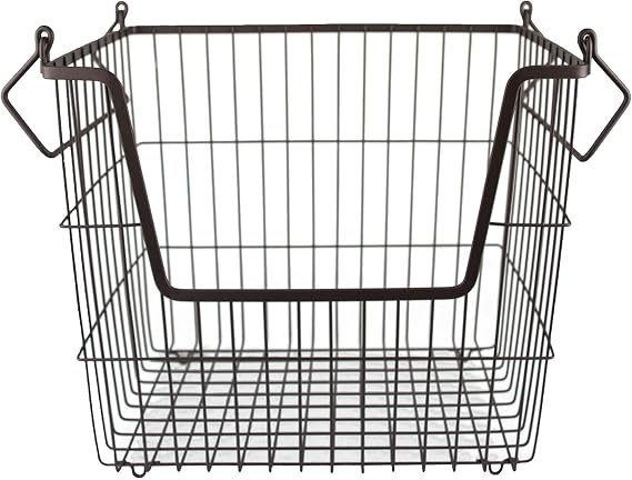 DII Metal Wire Utility Storage Bin, Large Rectangle, 13x10x11", Bronze
