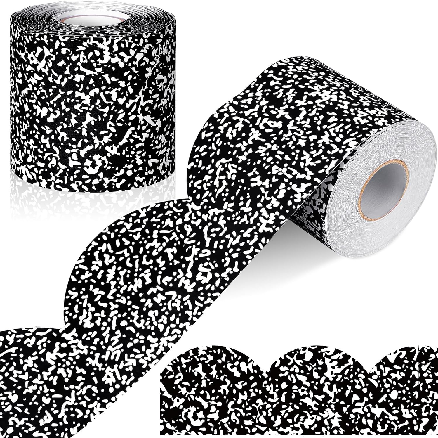 Zonon 65 Feet Back to School Composition Bulletin Board Borders Black and White Scalloped Border Trims Classroom Borders Wavy Rolled Trim DIY Decoration for Classroom Home School Office Wall
