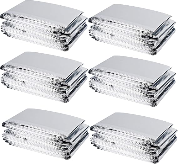 winemana 6 Pack Large High Silver Reflective Mylar Film, 83x 63 in, High Reflectivity, Keep Warm, 100% Environmentally Safe, Perfect for Plant Growth, First Aid, Marathon, Camping, Outdoor Survival