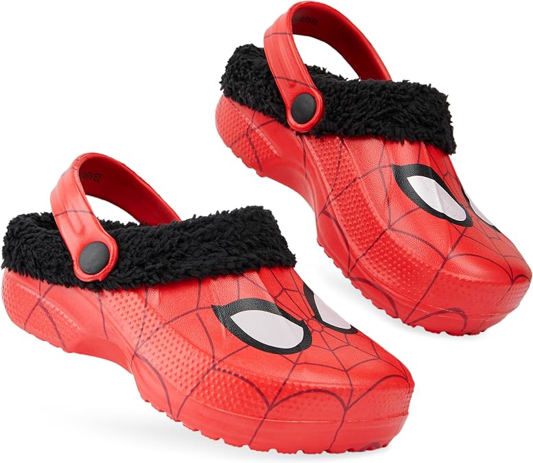 Marvel Spiderman Boys Winter Clogs, Fleece Lined Clogs Garden Shoes Spidey Gifts