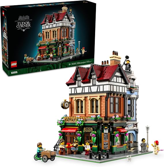 LEGO Icons Tudor Corner Building Set for Adults 18+ DIY Miniature House Kit - Collectible Mini House Building Set for Men and Women - Crafting Gift for Adults - 10350
