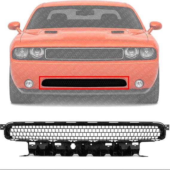 AUTOS PARTS PLUS Front Bumper Lower Grille Black Direct Replacement Compatible With 2011-2014 Dodge Challenger H1036129 68109841AA