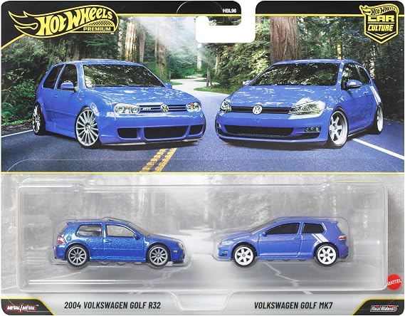 Hot Wheels Golf 2 2'li Paket JHW49 | 2 adet 1:64 ölçekli koleksiyon arabası, Real Riders lastikleri, gövde ve metal şasi, JHW49