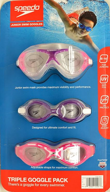 Speedo Junior Swim Goggles 3-Pack, Multi-Color & Shape - Variety Pack