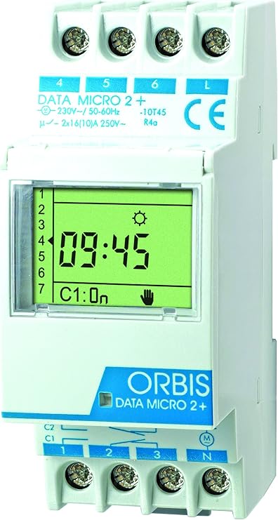 Data Micro 2 + 230 V Interruptor Horario Digital.2 Circ.conmut.dia/semana 32 Memo.pulso 1-59 S