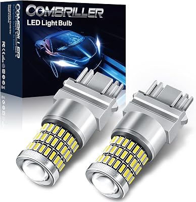 Combriller 3157 LED Bulb White 6000K, 3056 3156 3057 4157 LED with Projector Replacement for LED Reverse Lights Turn Signal Bulb Brake Light Tail Light Bulb Parking Light, Pack of 2