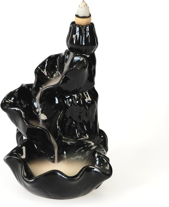 CrazyGadget® Ceramic Incense Backflow Back Flow Cone Holders + pack of 20 Incense cones. (Waterfall Tower)