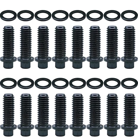 100-1110 Header Bolt Set - Chrome Moly Steel, Black Oxide Finish, Hex Head Design for Automotive & Industrial Use-16-Piece