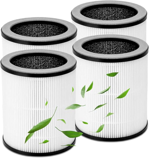 4 Packs P60 Replacement Filters Compatible with TPLMB/YARIKI P60 and Vhoiu KJ50 Air Cleaner Purifier, Part# P60-RF, 3 in 1 Filter of Pre-Filter, Activated Carbon and Premium Filter