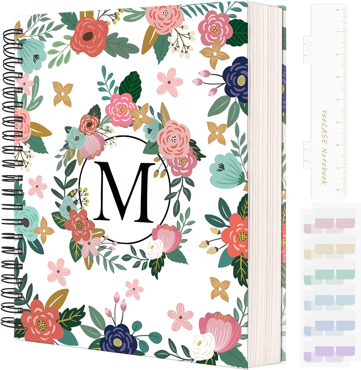 Hardcover Spiral Notebook Journal 8.5” x 11”, 300 Pages Journals for Women Men, A4 Large College Ruled Notebooks, Cute Floral Letter Spiral Journal for Writing, Work, Business, School 8.5” x 11” A4, M