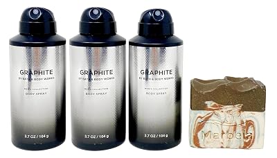 Bath & Body Works Mens Collection Graphite - 3 pack - Body Spray With a Cabin Spice Soap.