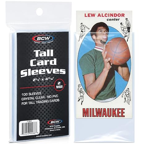 BCW Tall Trading Card Sleeves - Pack of 100 | Crystal Clear Polypropylene Protective Sleeves | Acid-Free & Archival Quality | Perfect for Basketball, Football, Widevision Collectible Cards