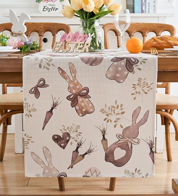 Table Runner Modern Easter Spring Rabbit Easter Table Runner Easter Eggs Table Runner Easter Bunny Table Decoration Easter Decoration Spring Decoration Table Decoration for Dining Room 40 x 140 cm