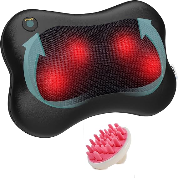Zyllion Shiatsu Back Massager (Black) and Hair Brush Scalp Massager (Pink) Bundle