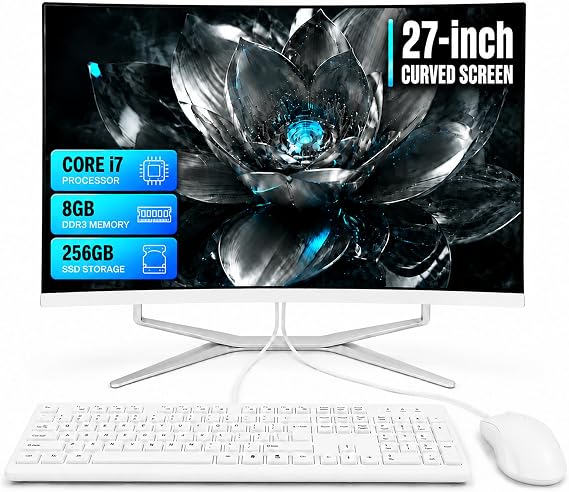 All-in-one PC, 27 Curved FHD Screen,5~15 Adjustable Display, Ultra Slim