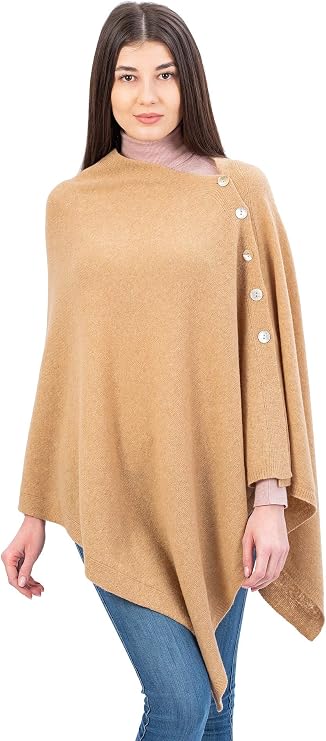SAOL Women's Shawl Wrap Poncho Knit Lambswool Scarf Lightweight Cape Cardigan One Size