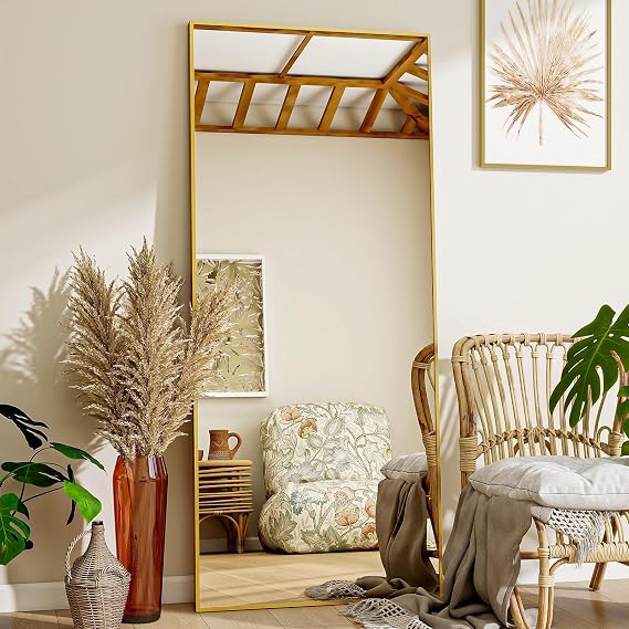 VooBang Mirror Full Length - 21" x 57" Floor Mirror with Stand Gold