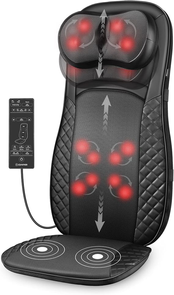 COMFIER Shiatsu Neck & Back Massager with Heat, Massagers for Neck and Back Deep Tissue,Adjustable Shiatsu Nodes,Full Body Massage Chair Pad for Office,Home, Gifts Mom,Dad