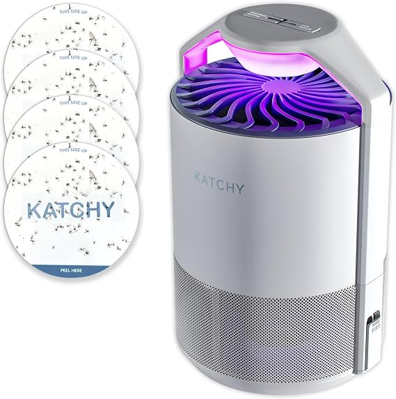 The Original Katchy Indoor Insect Trap - Fan Powered with UV Light - Fruit Fly Traps for Indoors - for Fruit Flies, Gnats, Mosquitoes, Moths (White)