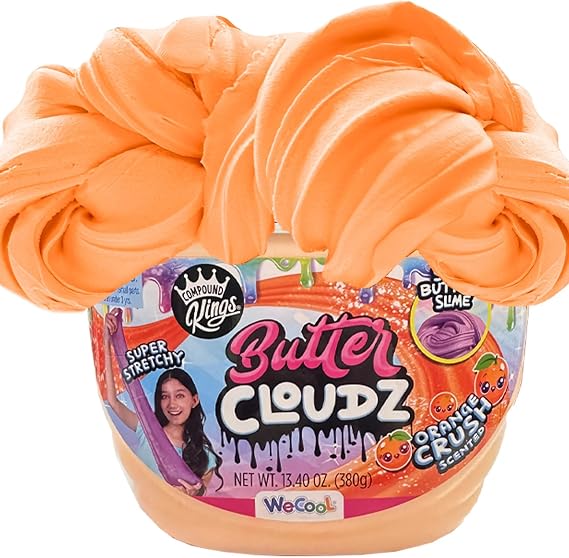 Compound Kings Fluffy Butter Cloudz Scented Large Slime Bucket for Kids Soft, Squishy, Non-Toxic Sensory Toy | Orange Crush Slime Gift