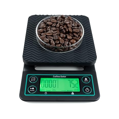 Coffee Gator Coffee Scale 0.1g Precision with Timer - 3kg | Digital Scale Large LCD Weighing Kitchen Multifunctional for Pour Over, French Press, Espresso, Bean, Food, Drink