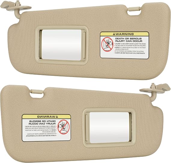Beige Driver Left + Passenger Right Side Sun Visor Replacement Compatible with Hyundai Elantra 2011 2012 2013 2014 2015 (Not Fit for GT) Replace 852103X000TX 852203X000TX