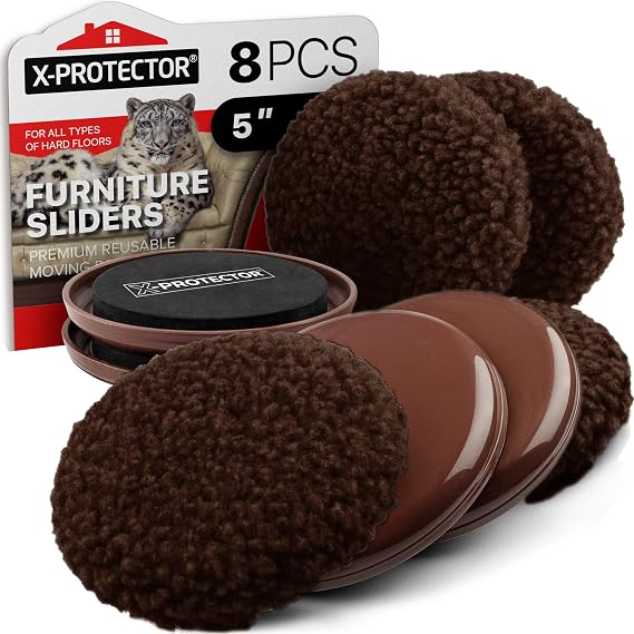 Furniture Sliders X-PROTECTOR - 4+4 Set 5, Multi-Surface, Brown