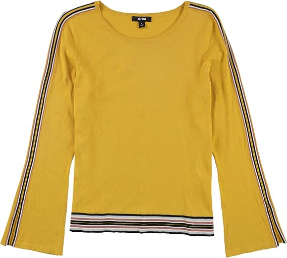 Alfani Womens Striped Bell Sleeve Pullover Sweater