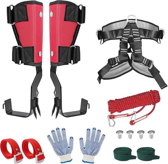 Tree Climbing Spikes Set,Tree Climbing Gear with Rope & Straps