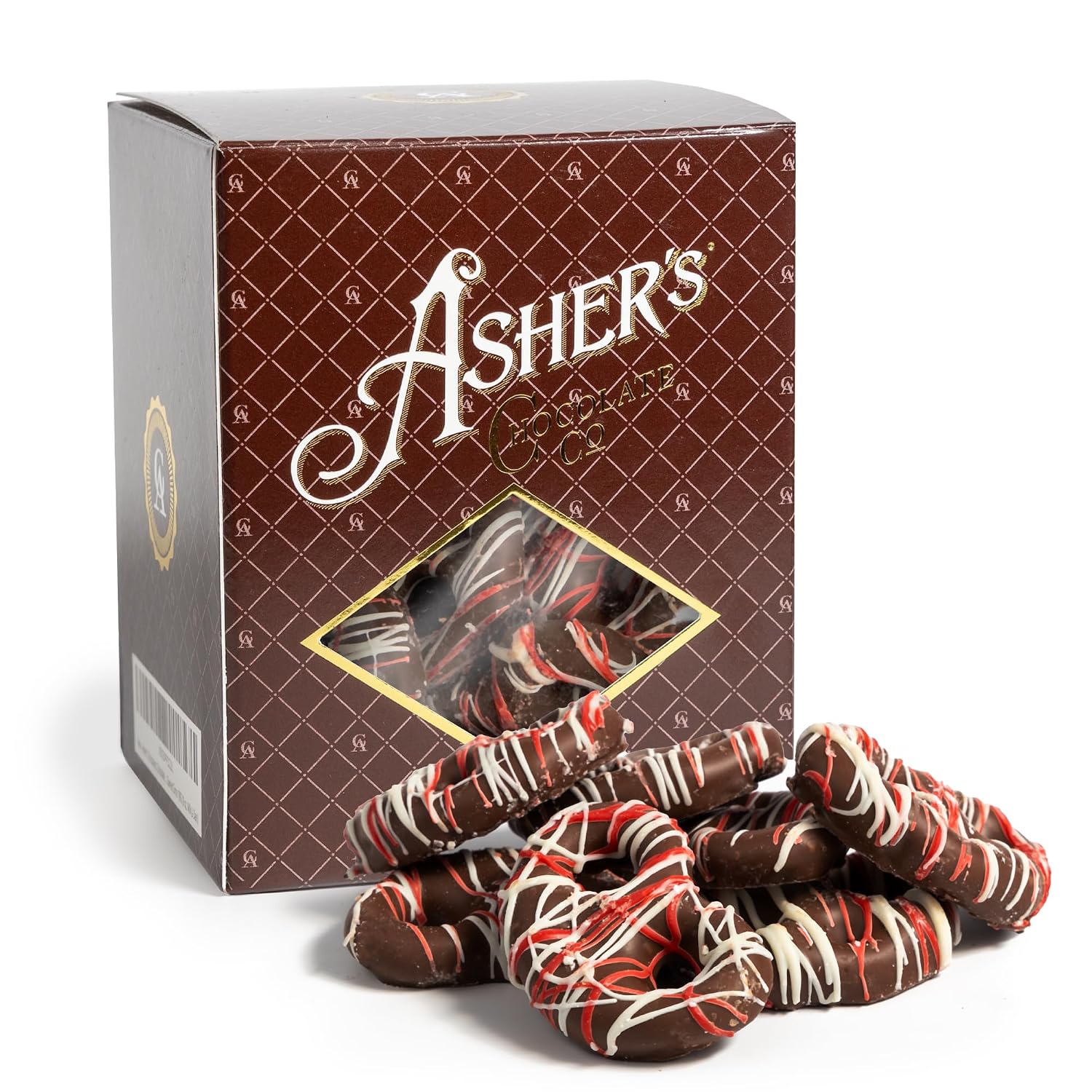 Ashers Chocolates, Red and White Chocolate Covered Pretzels, Gourmet Sweet and Salty Candy, Small Batches of Kosher Chocolate, Family Owned Since 1892 8oz, Dark