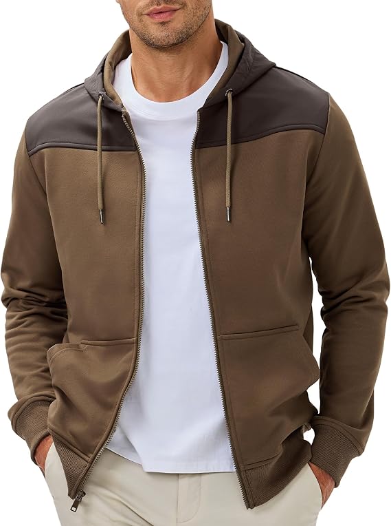 JMIERR Men's Colorblock Zip Hoodie Lightweight Jacket