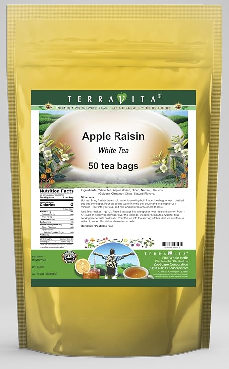 Apple Raisin White Tea (50 tea bags, ZIN: 543861)