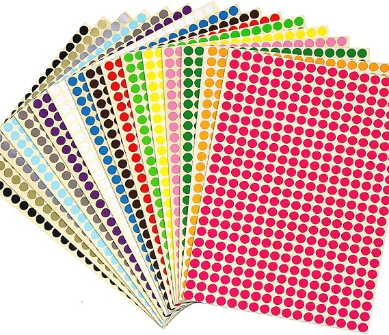 JANYUN 26656-Piece 1/4 Inch Color Dot Stickers for Classroom Coding | Paper 1/4 Inch Circle, Organizing And Color Coding, 20 Vibrant Colors 26656 Pack, For Teacher Office Classroom School