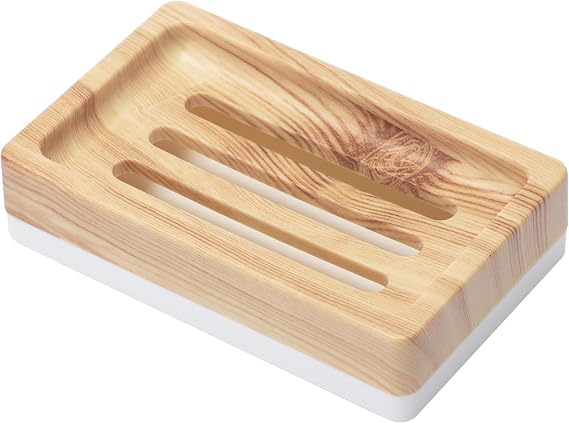 Plastic Soap Dish,Containers, Keeps Soap Dry,Easy Cleaning,Drain,Wood Pattern